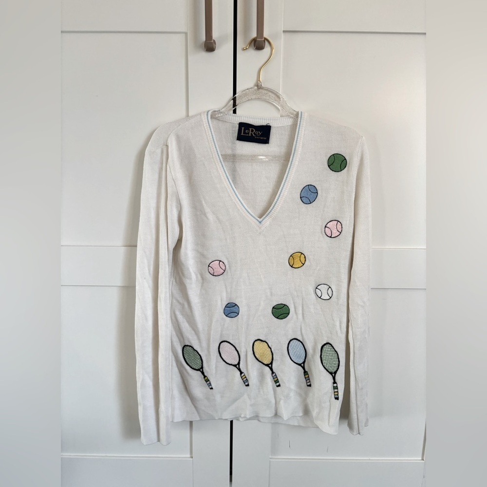 Vintage LeRoy Sweater Tennis Theme Activewear Pickleball